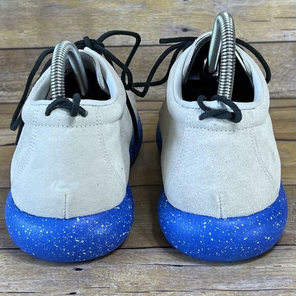 WB Moccasin Size Mens 6 Womens7 Taupe Royal Blue Hemera Fringe 100%Leather Suede - Picture 7 of 16